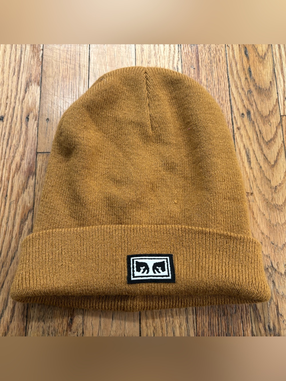 Obey Men's Beanie Hat in Mustard Brown
